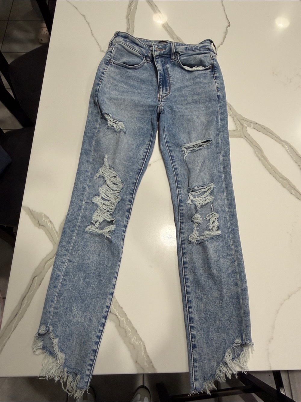 American Eagle Outfitters Light Blue Ripped Skinny Jeans